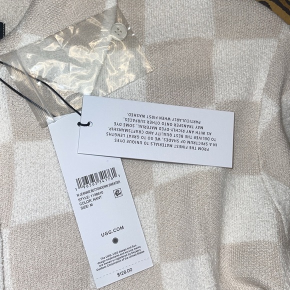 NWT UGG W Jeannie button down sweater color Nant cream check lightweight med. - Picture 5 of 13